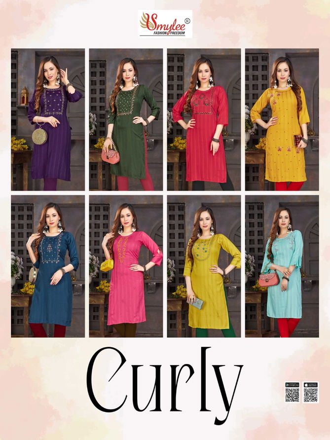 Curly By Rung Rayon Designer Kurtis Catalog